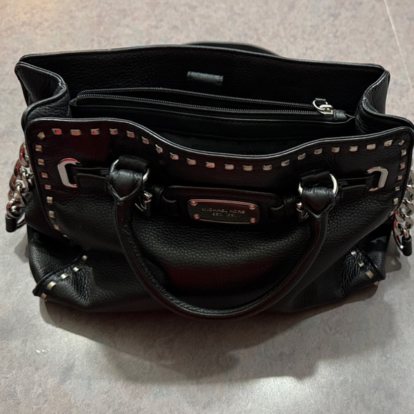 Michael Kors Black Satchel with Silver Accents - Picture 1 of 6